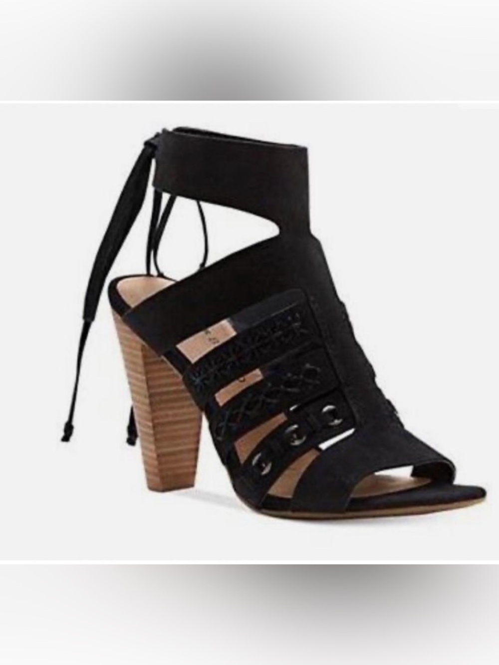 Lucky Brand Leather Tie Back Chunky Heel
